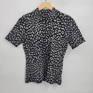 Michael Kors Metallic Leopard Mock-Neck Top